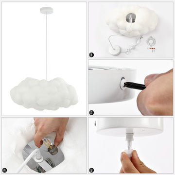Zephyr 23" Modern Contemporary Silk LED Cloud Pendant - JONATHAN Y